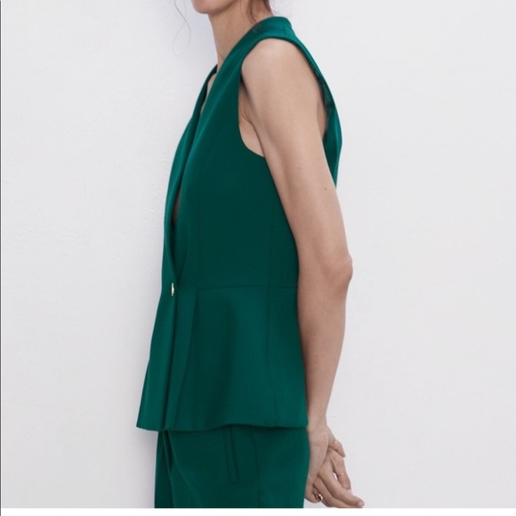 NWT ZARA Green Double Breasted Vest XS - Picture 6 of 6